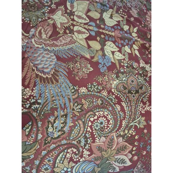 Pottery Barn Burgandy Green Floral Birds Clara Duvet Cover Full Queen - Picture 8 of 8